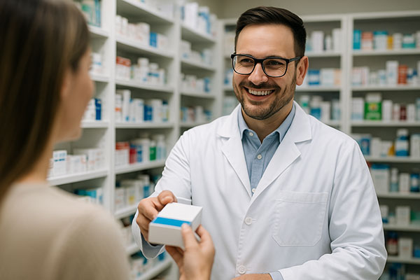 Pharmacist preparing medications
